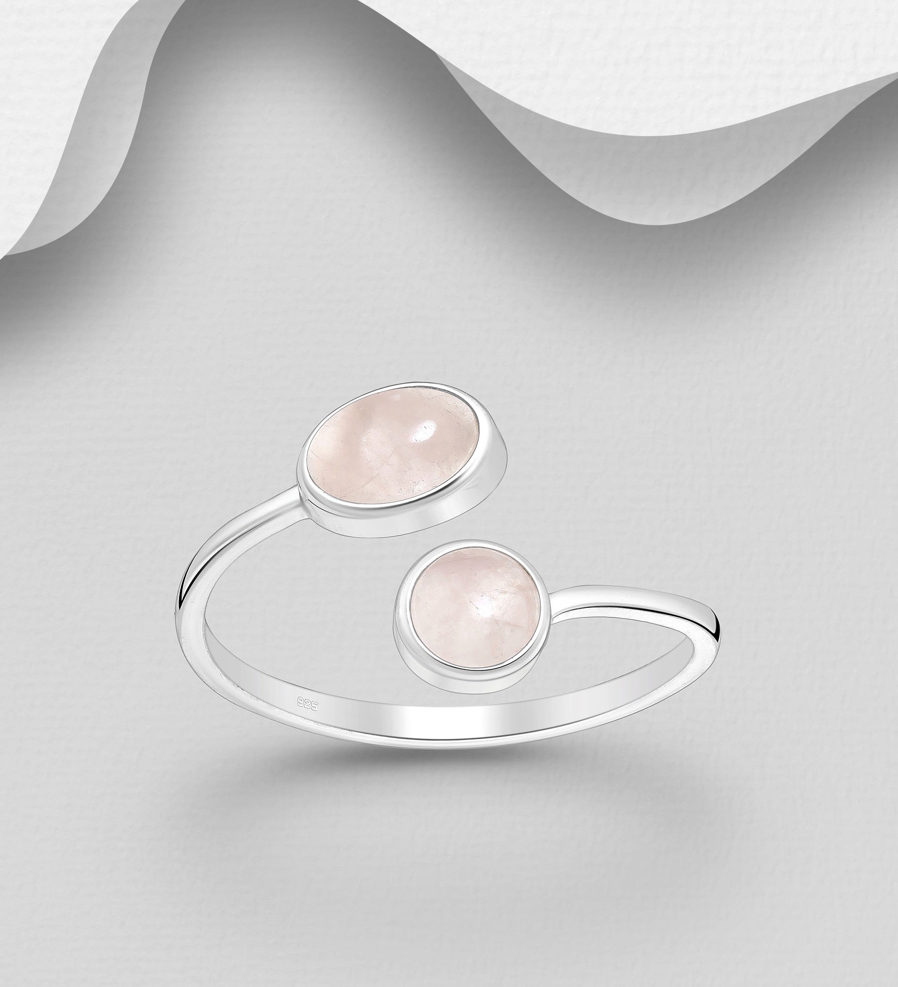 Kaye – Sterling Silver Adjustable Wrap Ring with Natural Stone Design | Bibie™