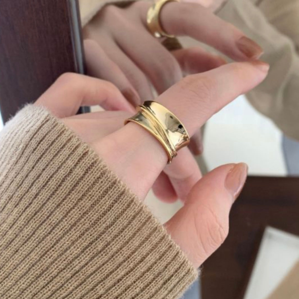 Gold Vermeil Statement Adjustable Ring