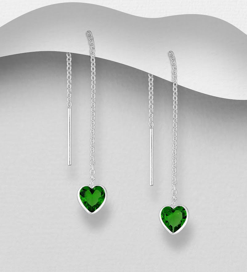 Aandi – Sterling Silver CZ Threader Earrings (4 Colour Options) | Bibie™