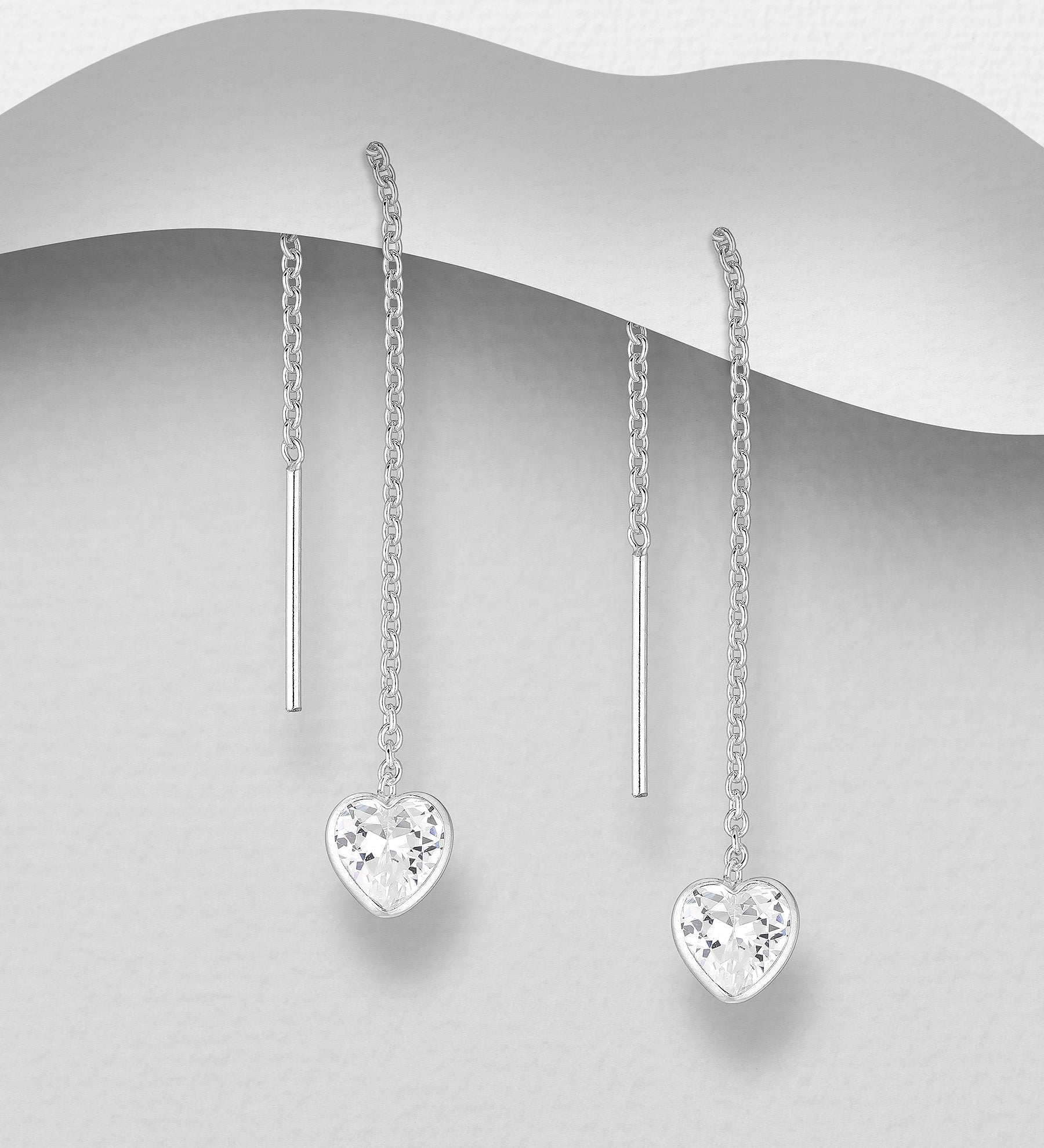 Aandi – Sterling Silver CZ Threader Earrings (4 Colour Options) | Bibie™