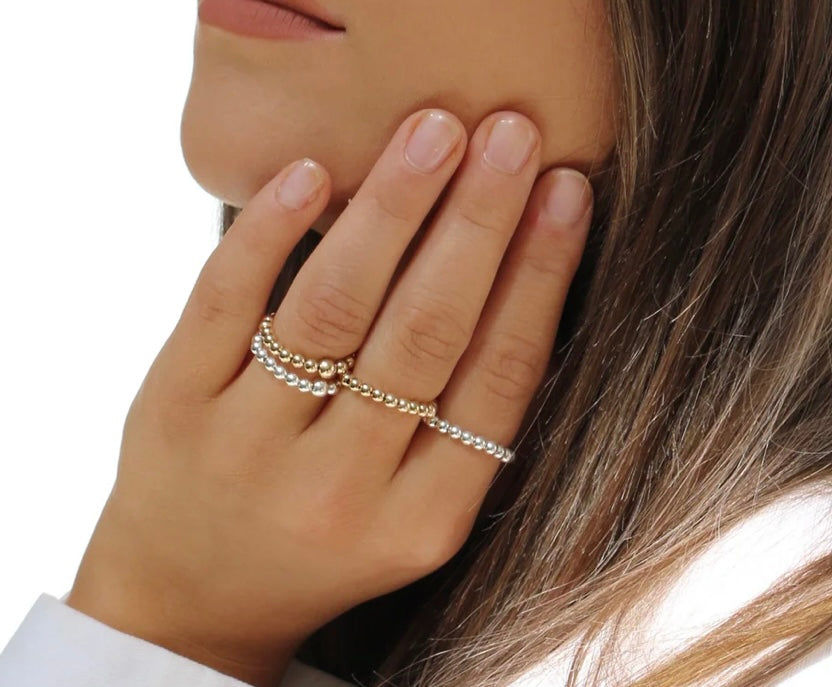 Abbie – Sterling Silver Stretch Bead Rings (Multiple Sizes & Designs) | Bibie™