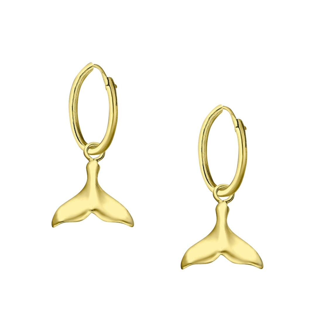 Mandi – Sterling Silver Whale Tail Hoop Earrings (Gold or Silver)