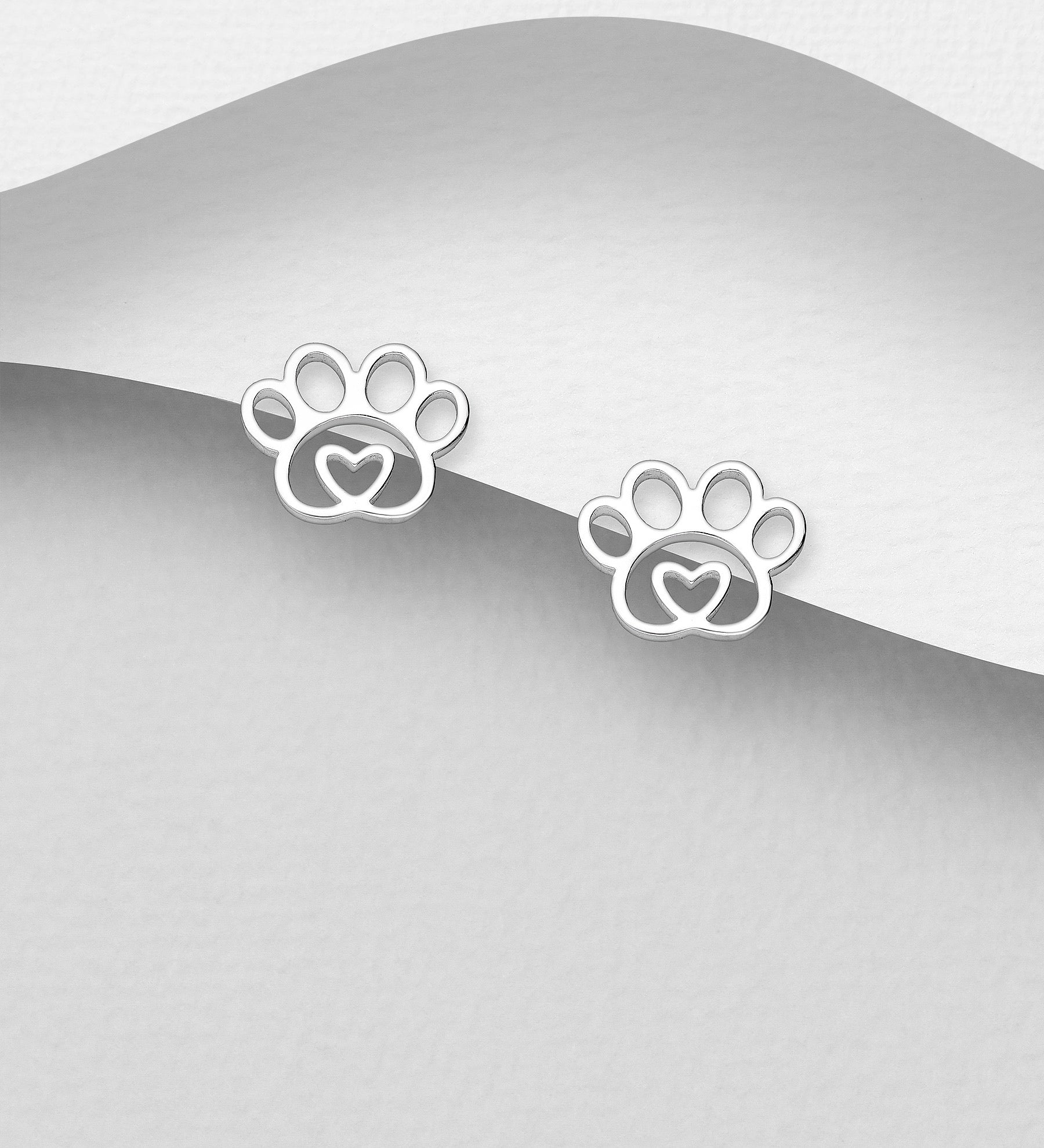 Sandie – Bibie™ Sterling Silver Paw Print Stud Earrings