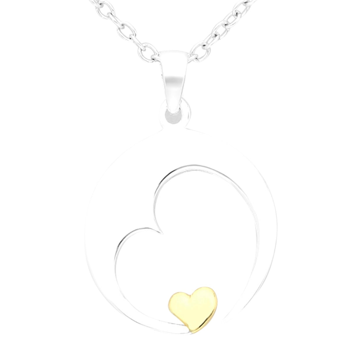 Dee – Sterling Silver Circular Heart Pendant Necklace