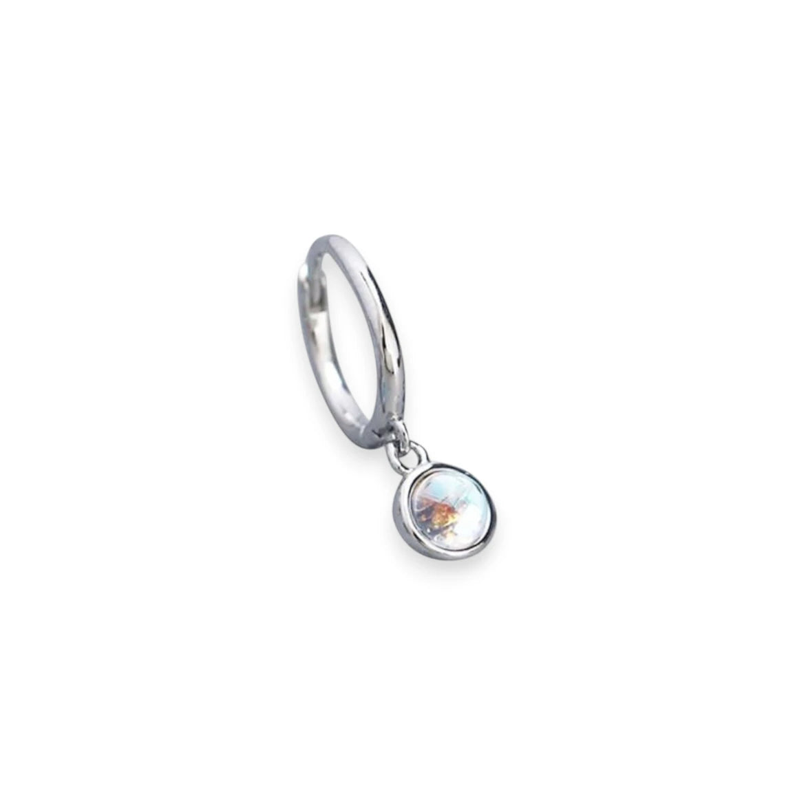Sterling silver hoop huggie earrings front view