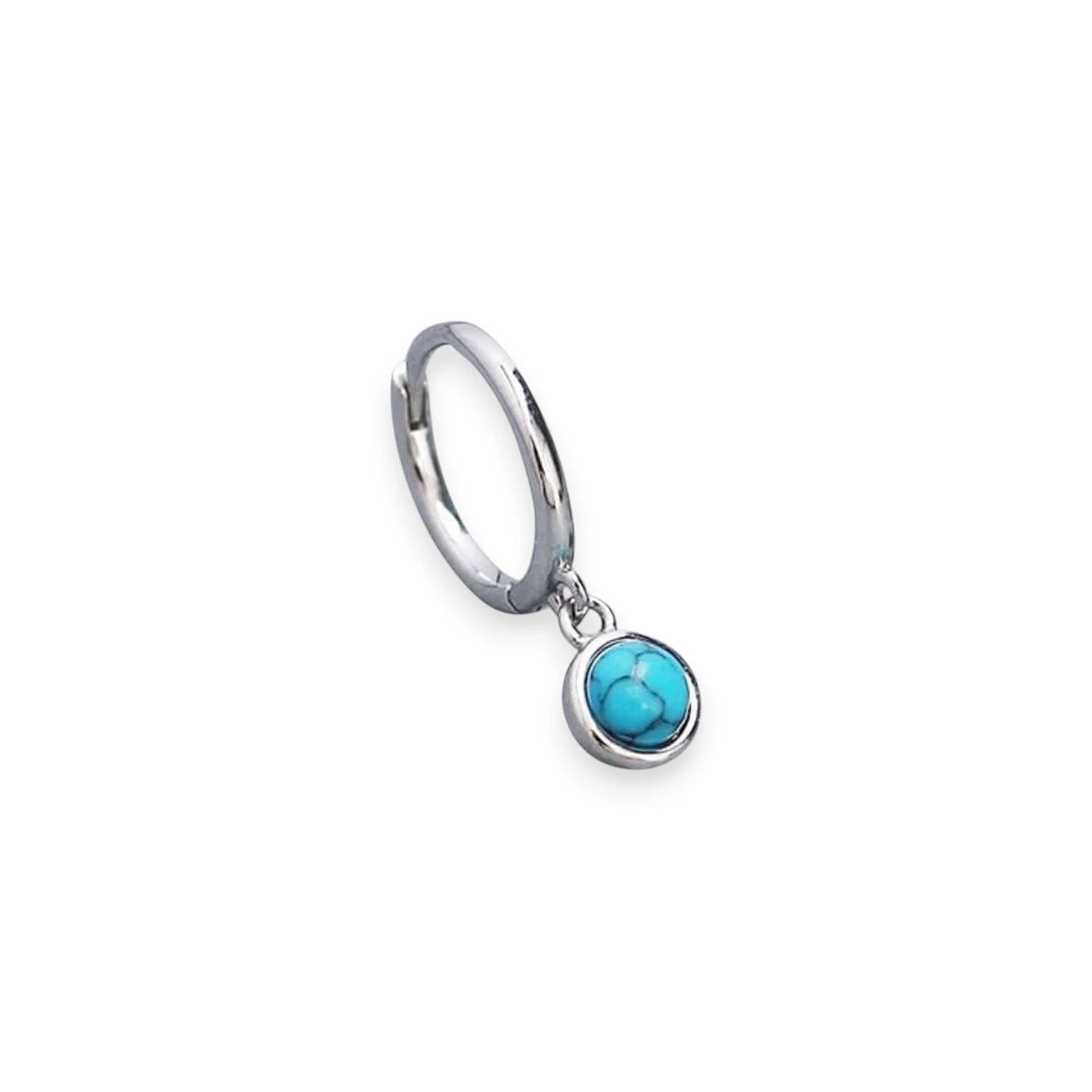 Sterling silver hoop huggie earrings front view