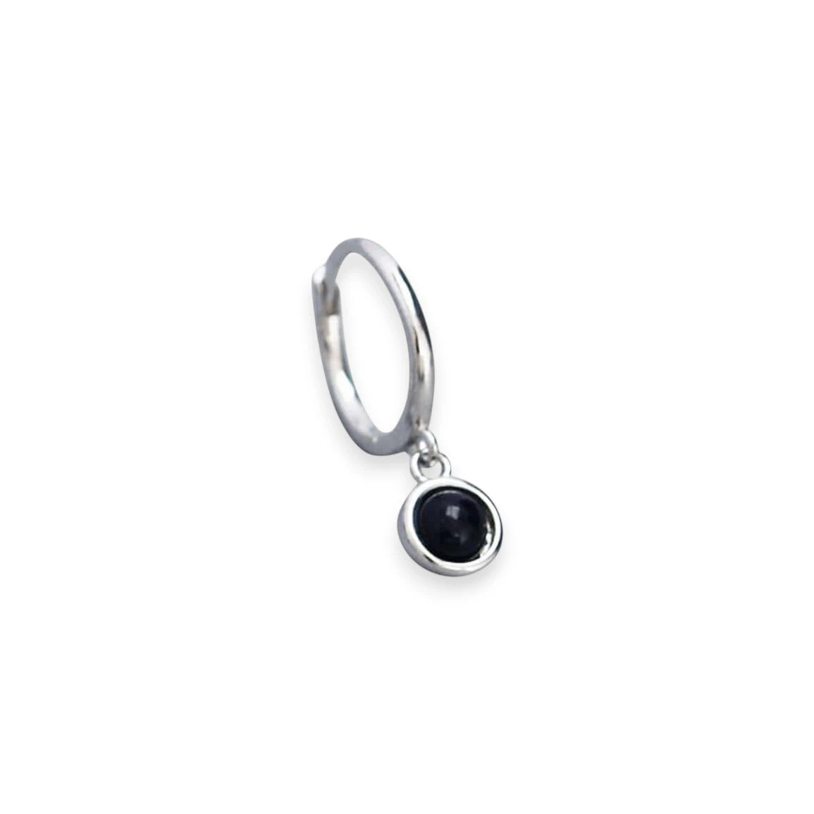 Sterling silver hoop huggie earrings front view