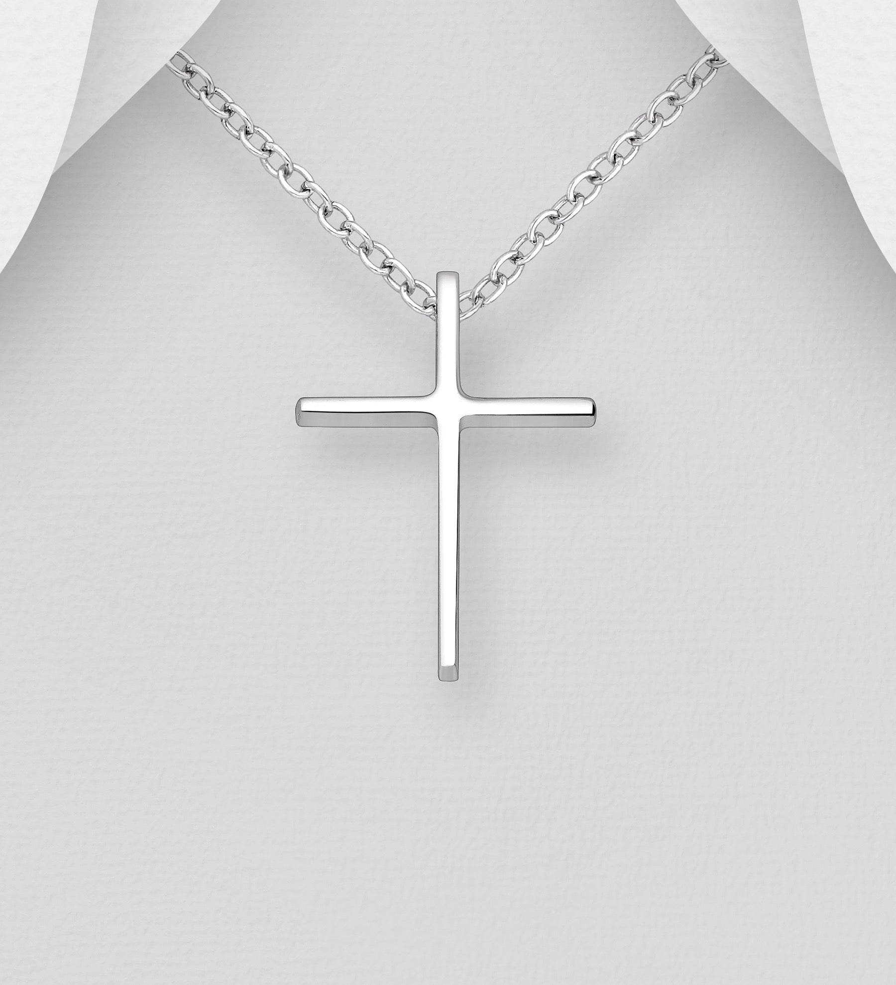 Rosa – Bibie™ 3D Sterling Silver Cross Pendant Necklace