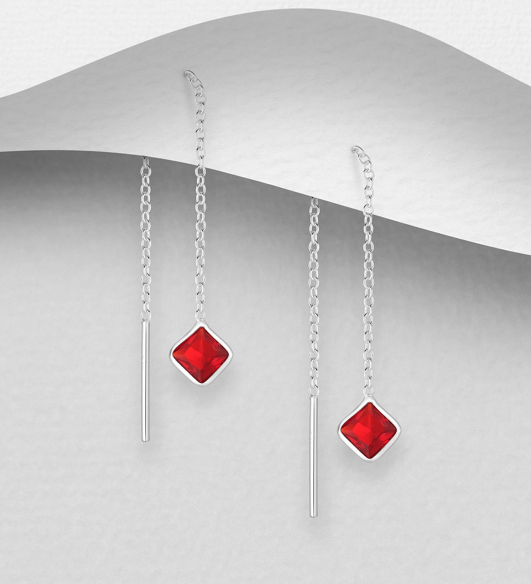 Aandi – Sterling Silver CZ Threader Earrings (4 Colour Options) | Bibie™