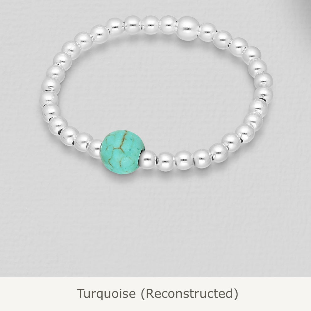 Kerry – Bibie™ Sterling Silver Stretch Ring with Natural Stone