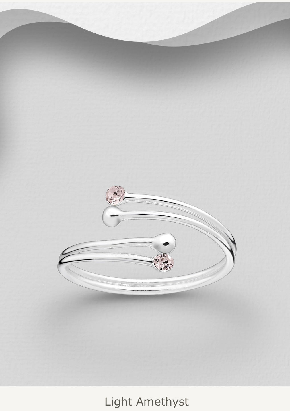 Sterling Silver Toes Ring with Light Amethyst crystal