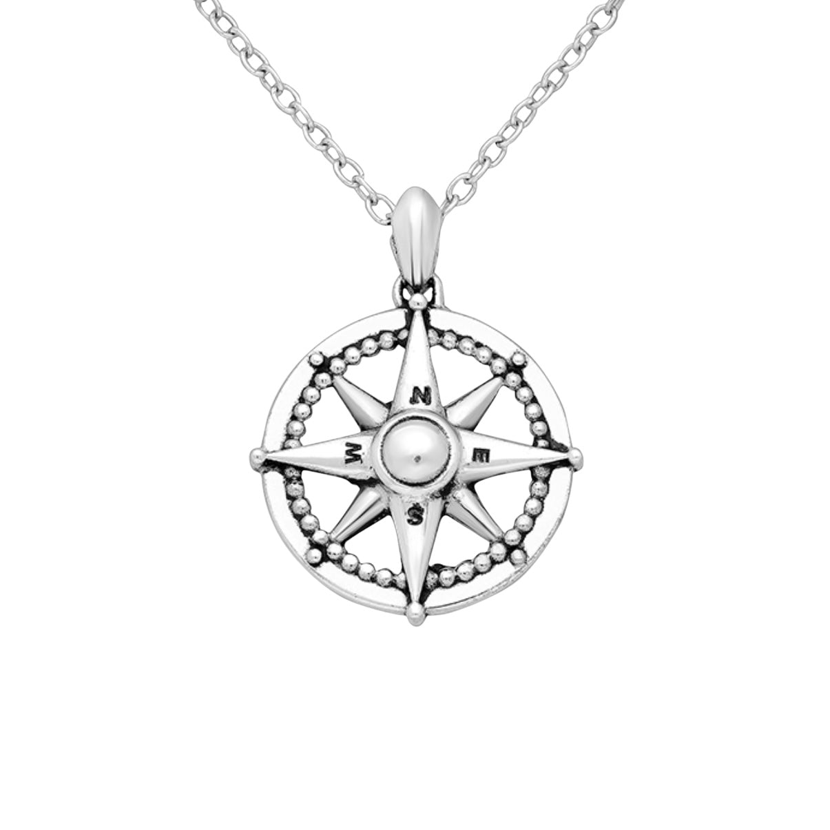 Davina – Bibie™ Sterling Silver Detailed Compass Pendant Necklace