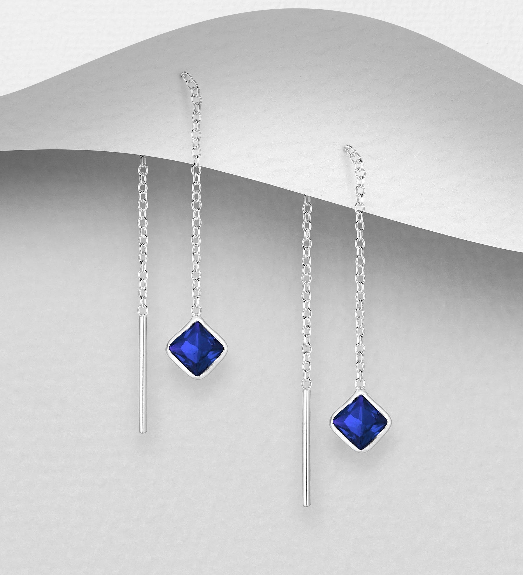 Aandi – Sterling Silver CZ Threader Earrings (4 Colour Options) | Bibie™