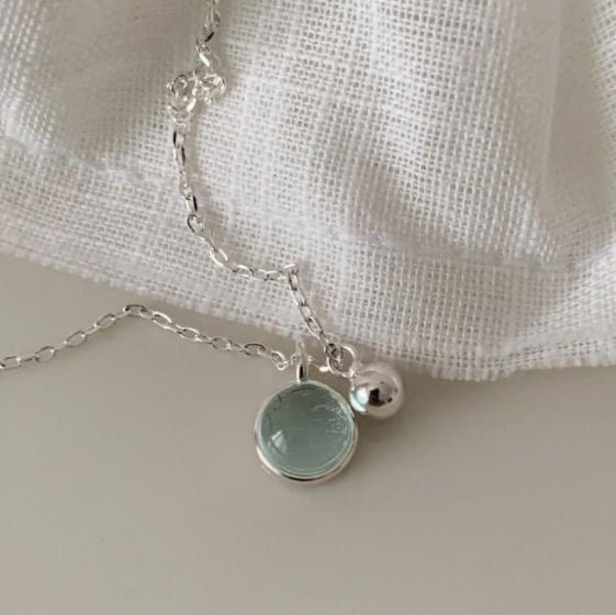Bibie™ Layla Sterling Silver Aquamarine Drop Pendant Necklace – Elegant March Birthstone Jewelry