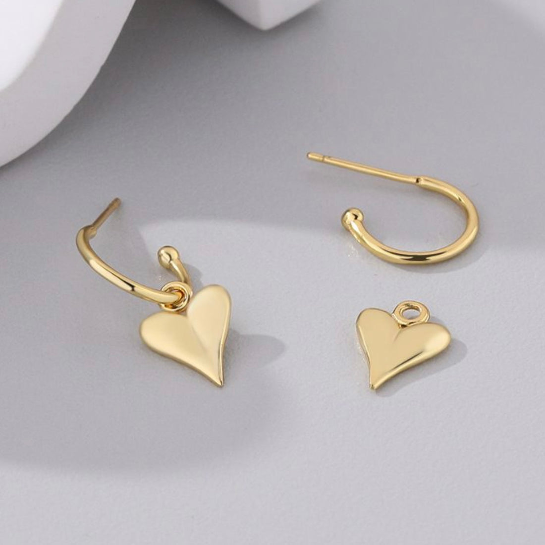 Arla – Sterling Silver Gold Vermeil Heart Drop Earrings