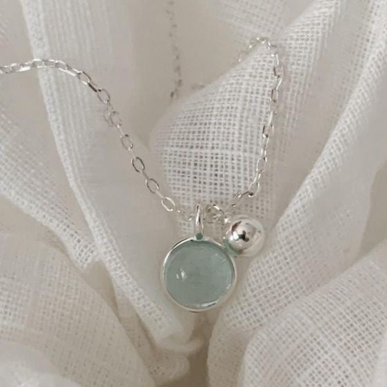 Bibie™ Layla Sterling Silver Aquamarine Drop Pendant Necklace – Elegant March Birthstone Jewelry