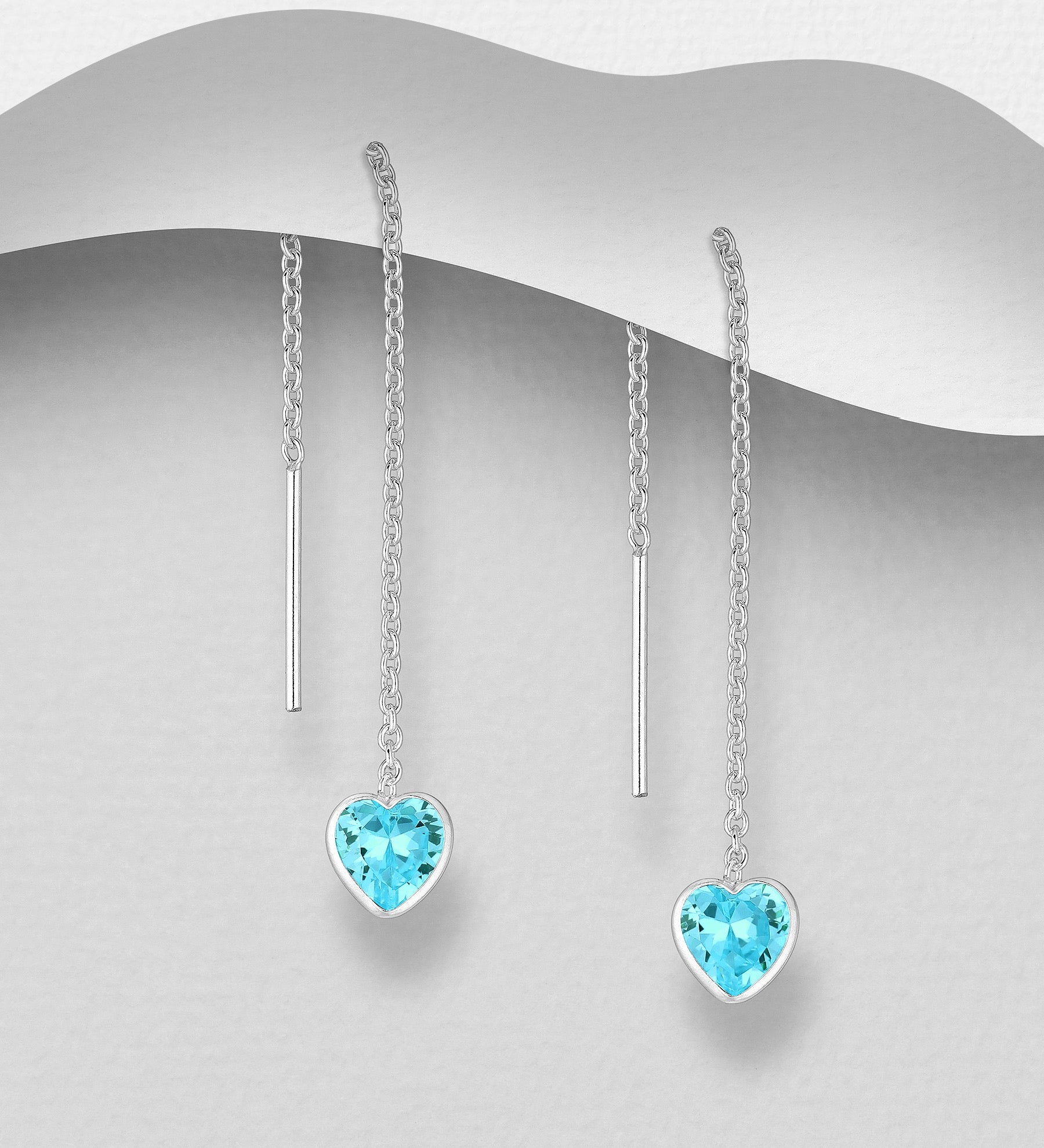Aandi – Sterling Silver CZ Threader Earrings (4 Colour Options) | Bibie™