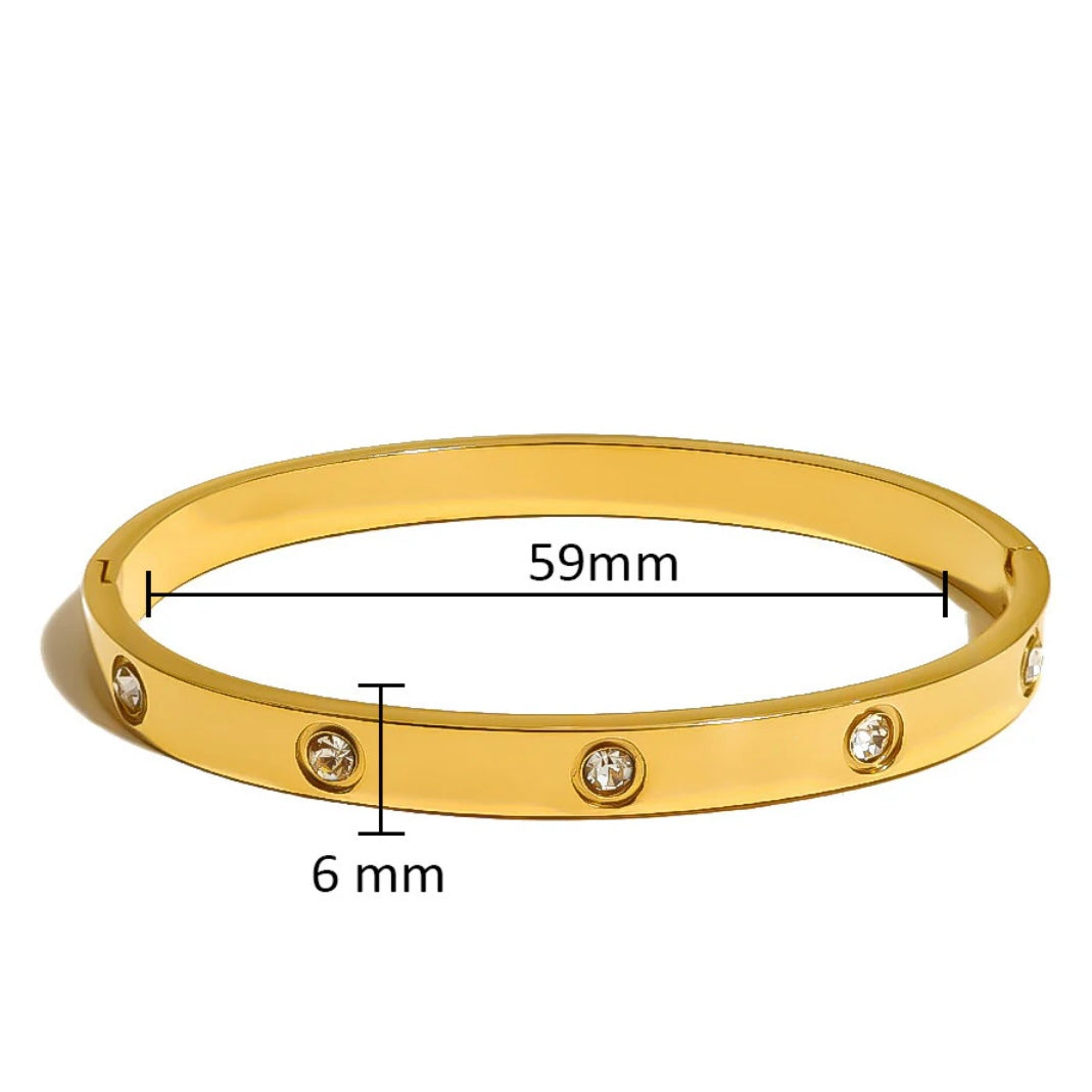 Bettsy – Waterproof Stainless Steel CZ Crystal Bangle with Clip Fastening