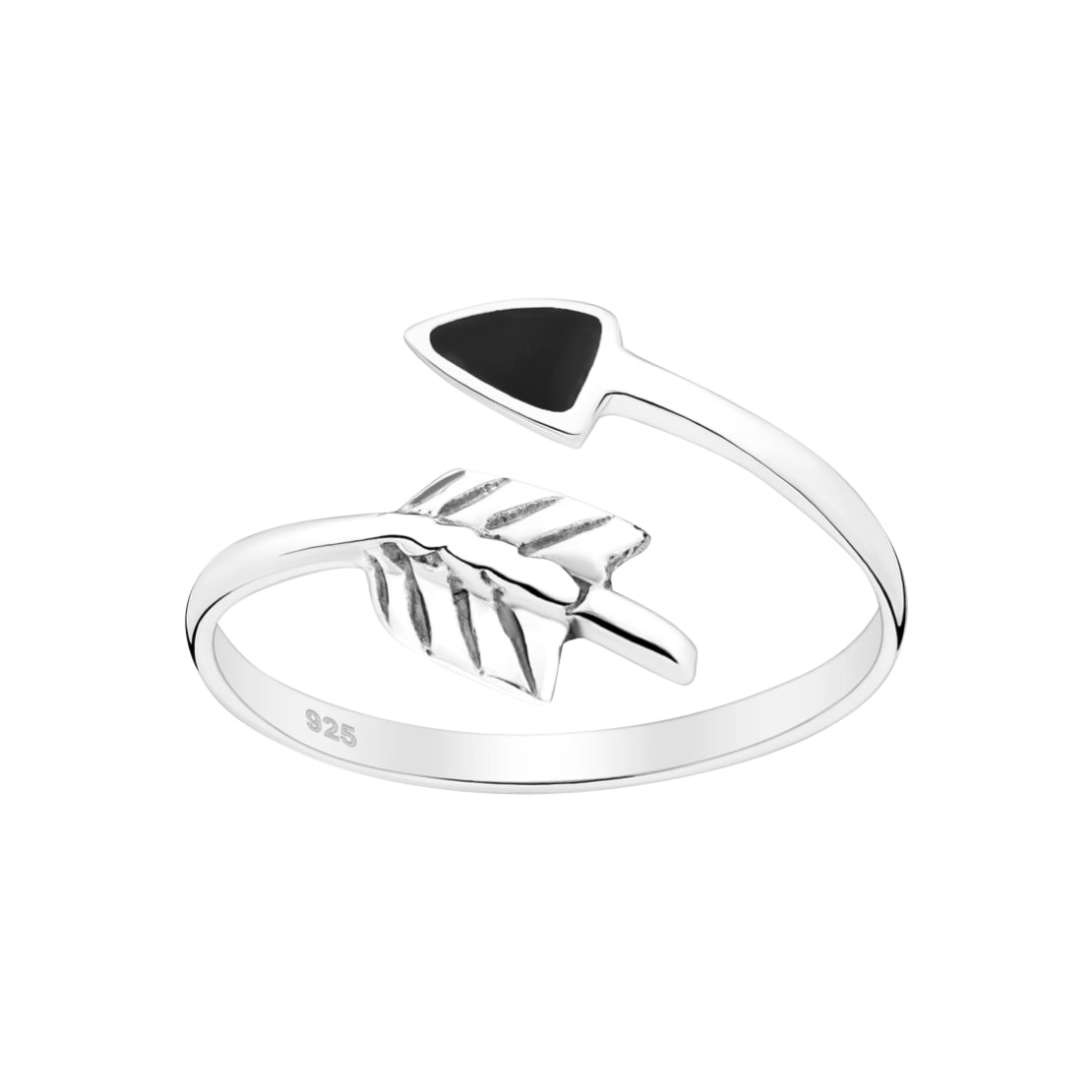 Tina – 925 Sterling Silver Adjustable Arrow Ring with Shell Inlay
