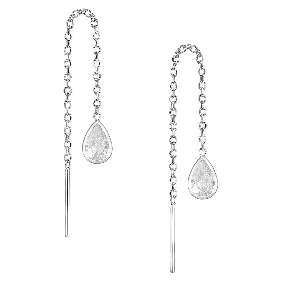 Aandi – Sterling Silver CZ Threader Earrings