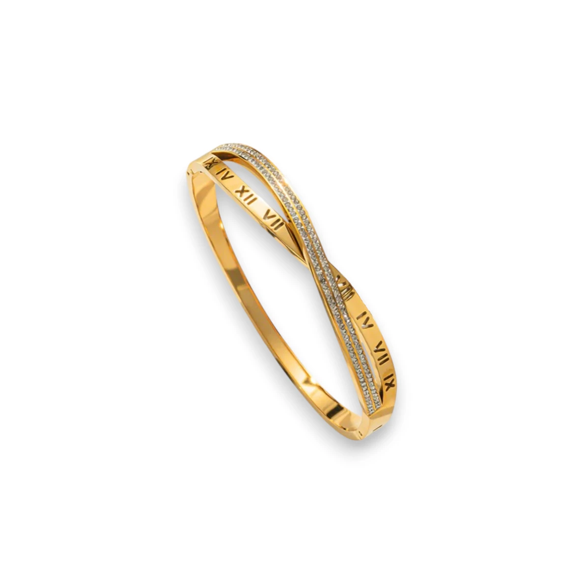 Catt – Waterproof Twin Strand CZ Bangle with Roman Numerals