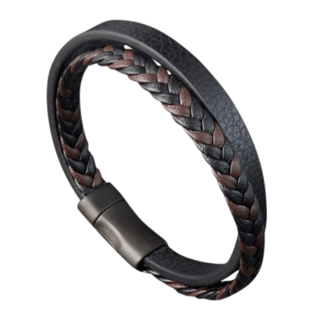 Paul – Men’s Twin-Strand Italian Leather Bracelet with Magnetic Clasp