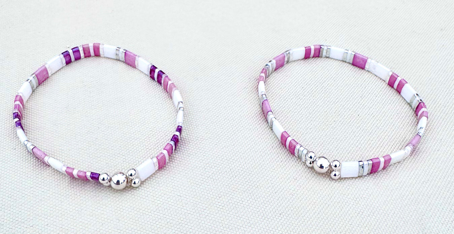 Bibie™ Kira Sterling Silver & Japanese Tila Bead Stretch Bracelet