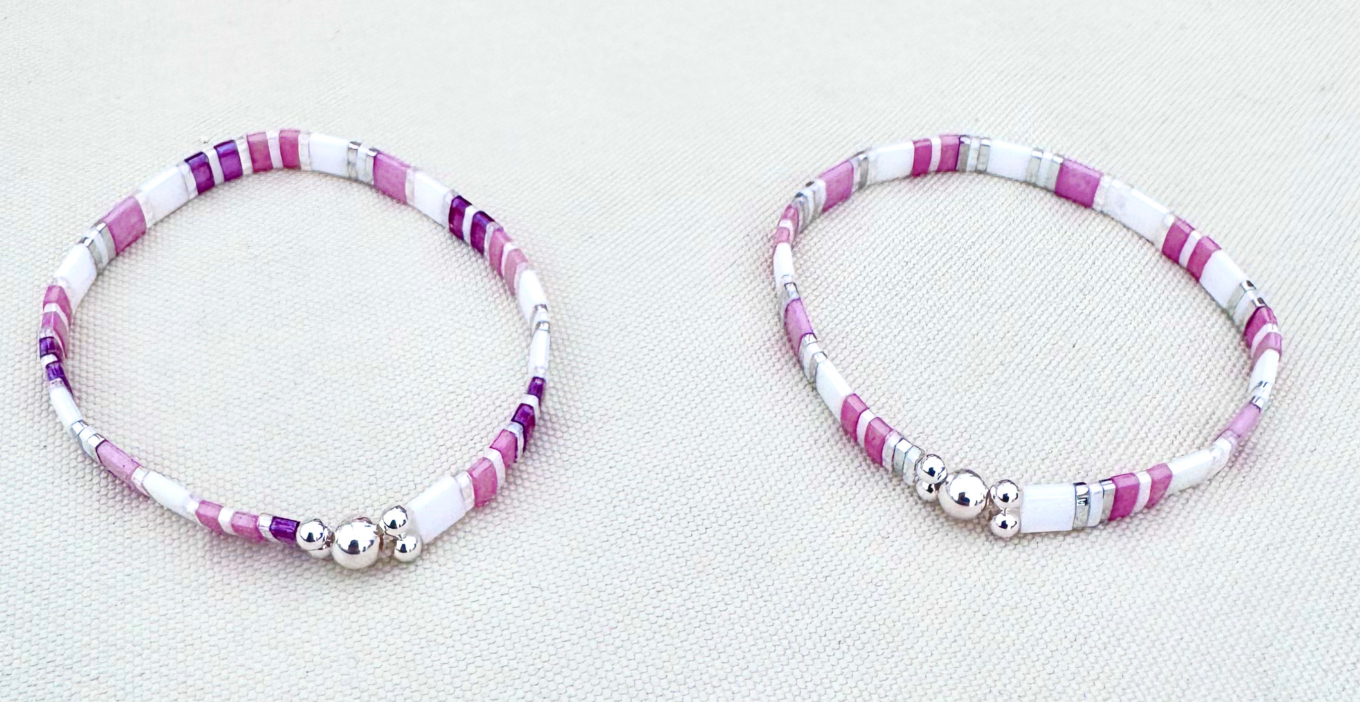 Bibie™ Kira Sterling Silver & Japanese Tila Bead Stretch Bracelet