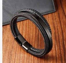 Mens Italian Leather Bracelet