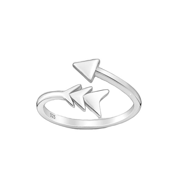 Tina – 925 Sterling Silver Adjustable Arrow Ring with Shell Inlay
