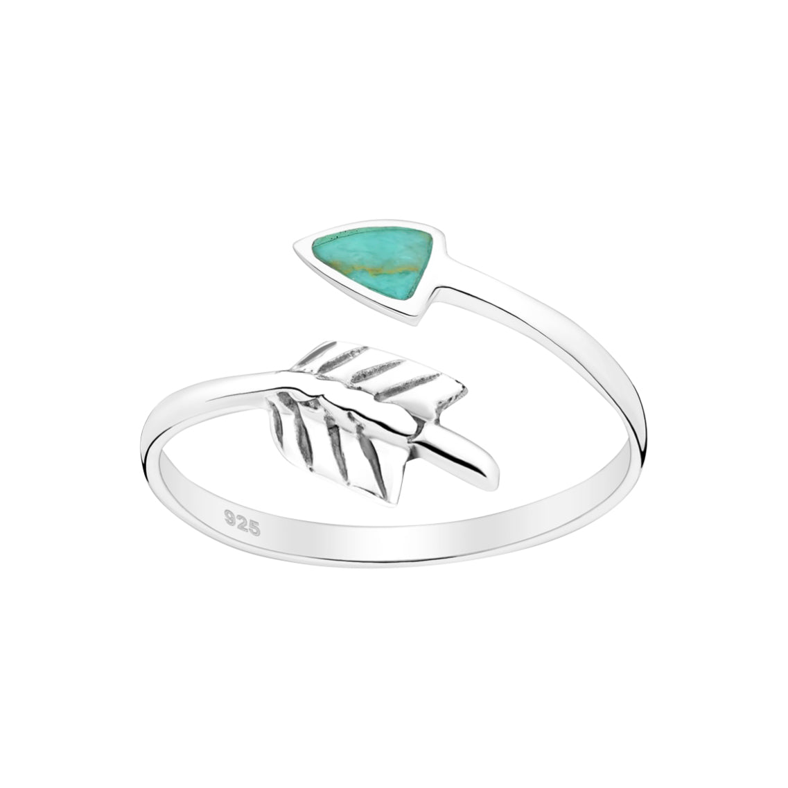 Tina – 925 Sterling Silver Adjustable Arrow Ring with Shell Inlay
