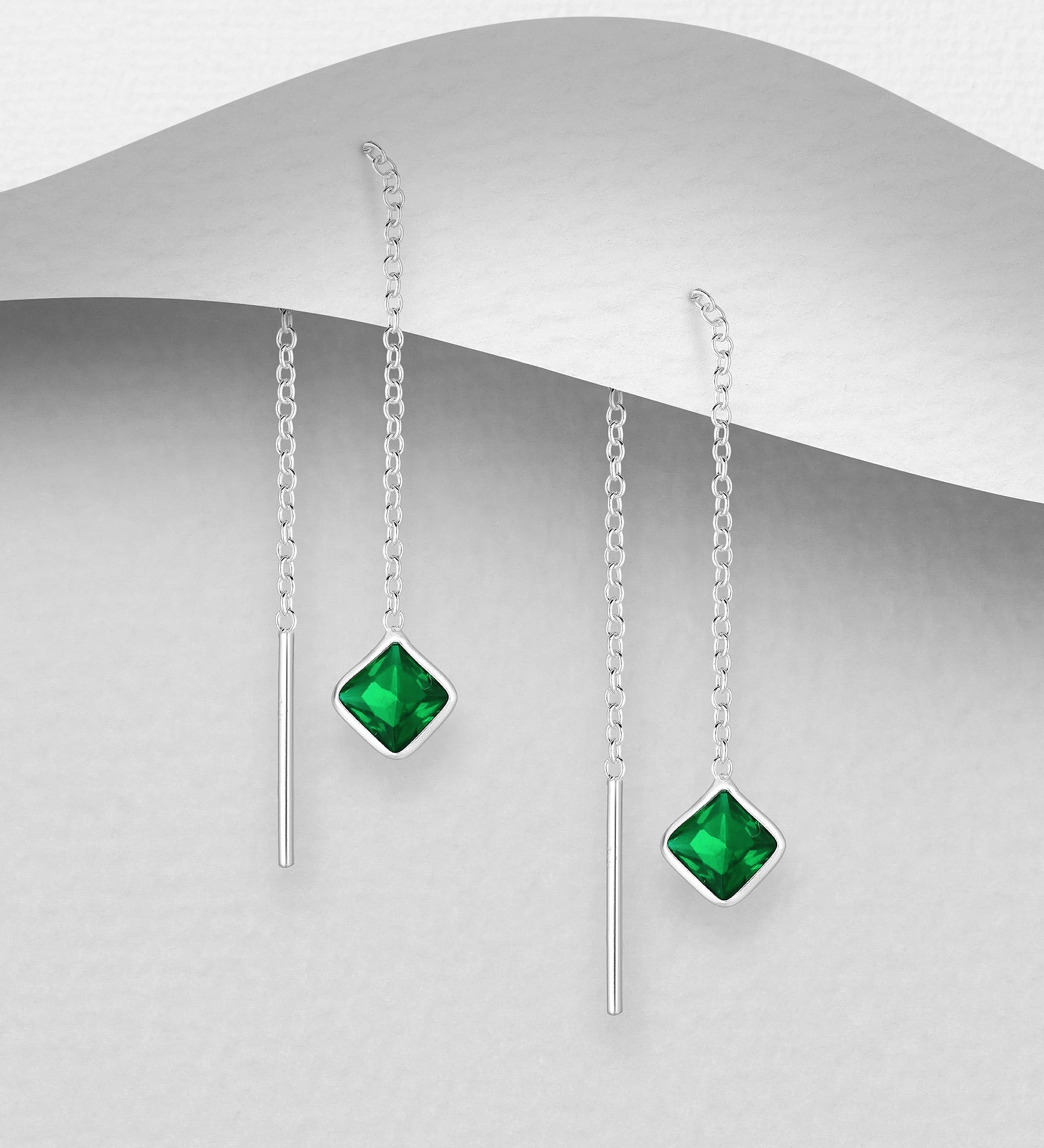 Aandi – Sterling Silver CZ Threader Earrings (4 Colour Options) | Bibie™