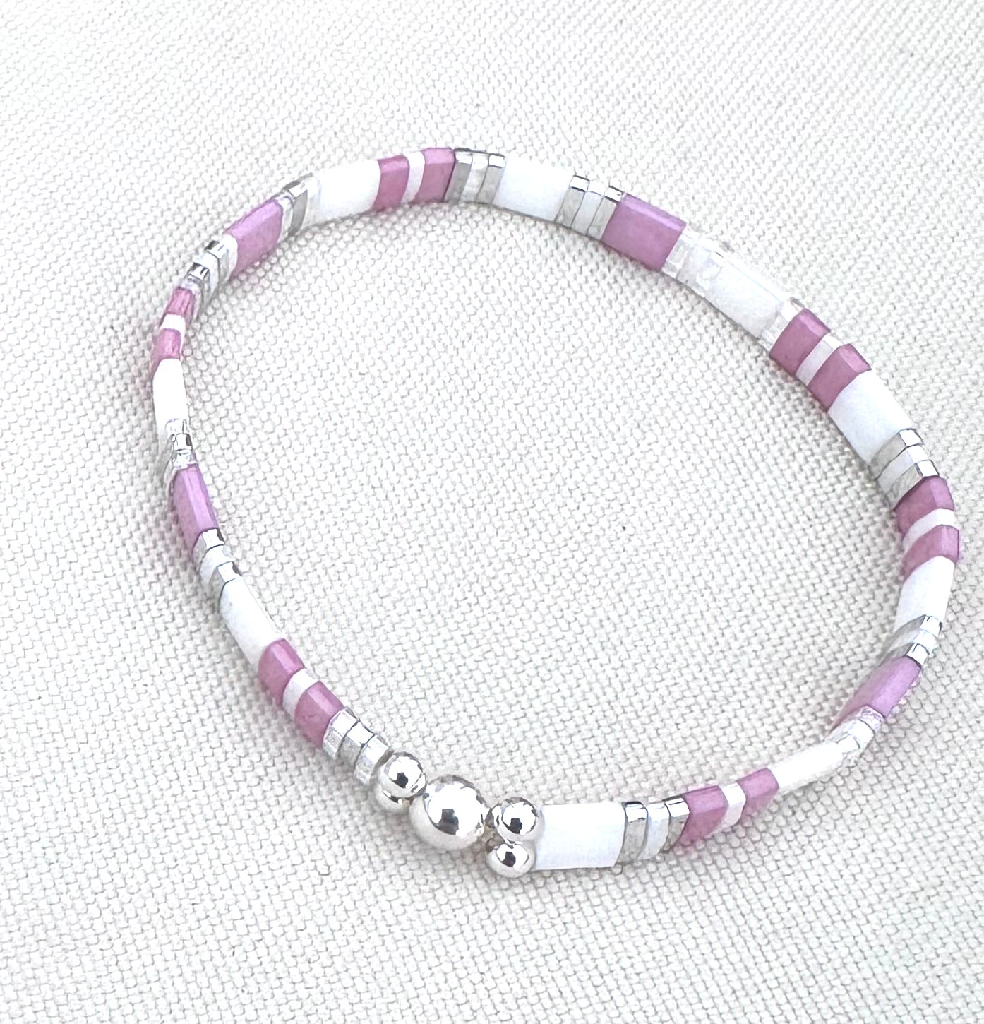 Bibie™ Kira Sterling Silver & Japanese Tila Bead Stretch Bracelet