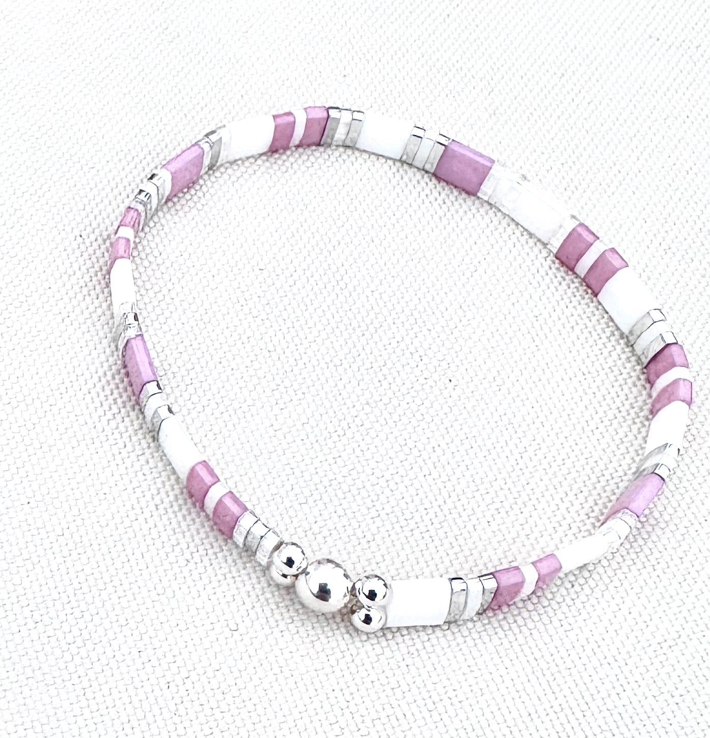 Bibie™ Kira Sterling Silver & Japanese Tila Bead Stretch Bracelet