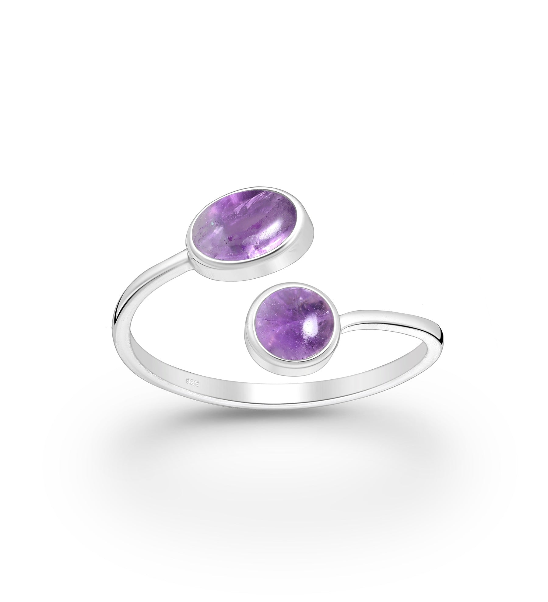 Kaye – Sterling Silver Adjustable Wrap Ring with Natural Stone Design | Bibie™