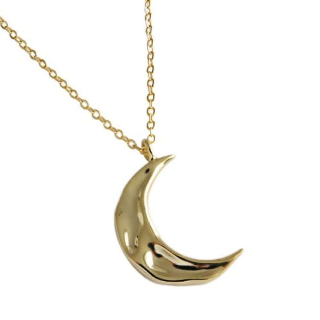 Justina – Sterling Silver & Gold Vermeil Hammered Crescent Moon Pendant Necklace | Bibie™
