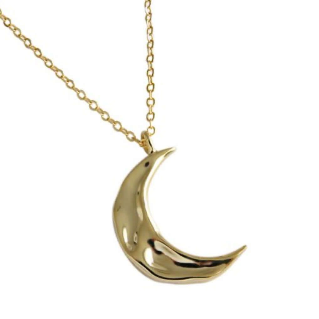 Justina – Sterling Silver & Gold Vermeil Hammered Crescent Moon Pendant Necklace | Bibie™