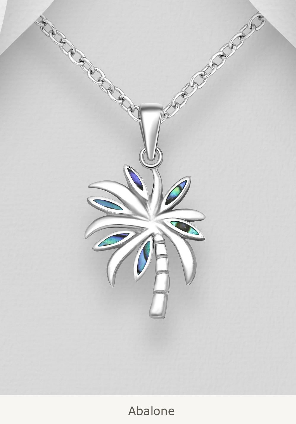 Aniline – Sterling Silver Palm Tree Pendant with Abalone & MOP Inlay | Bibie™