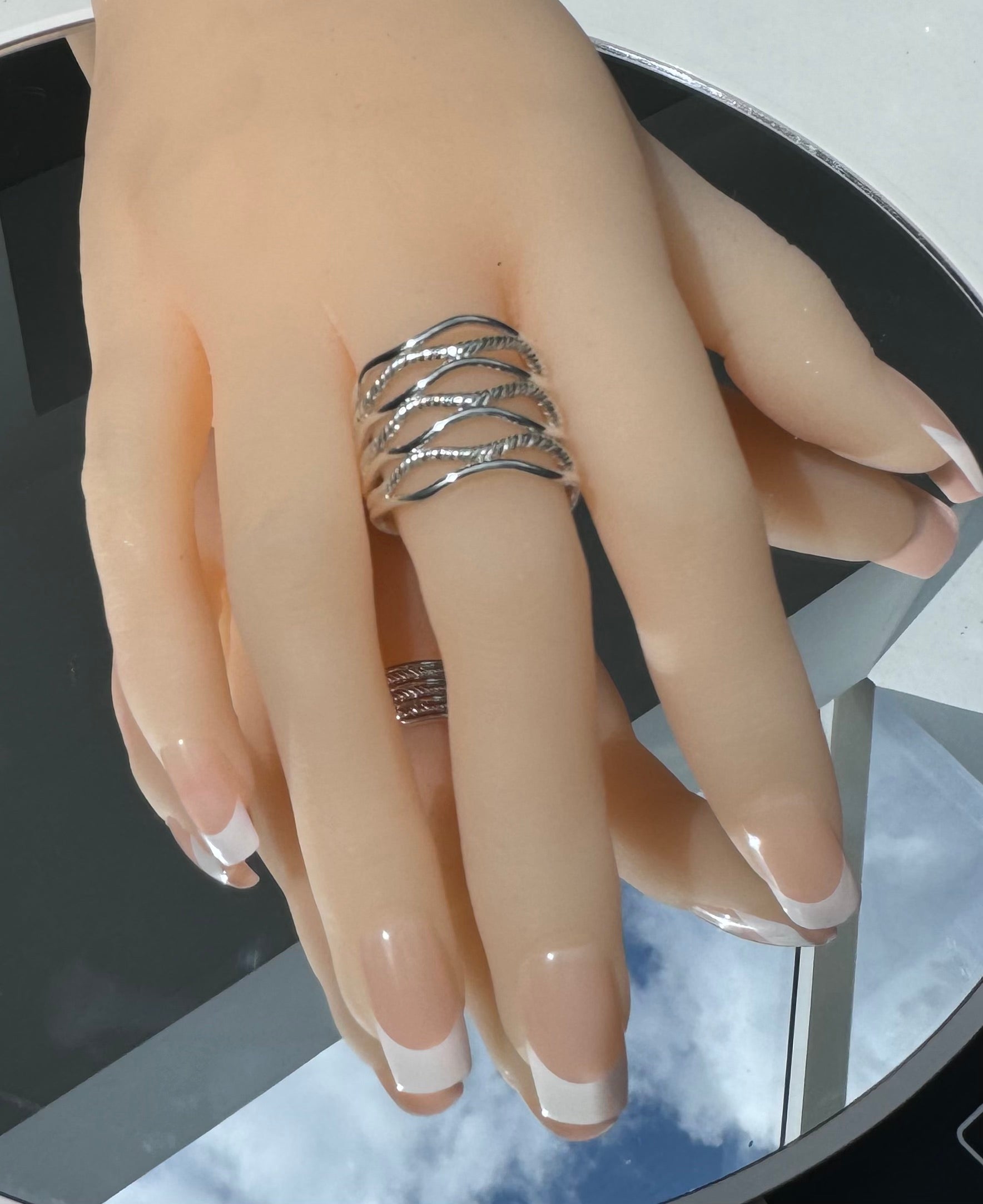 Sterling Silver Adjustable Unisex Heavy Statement Ring