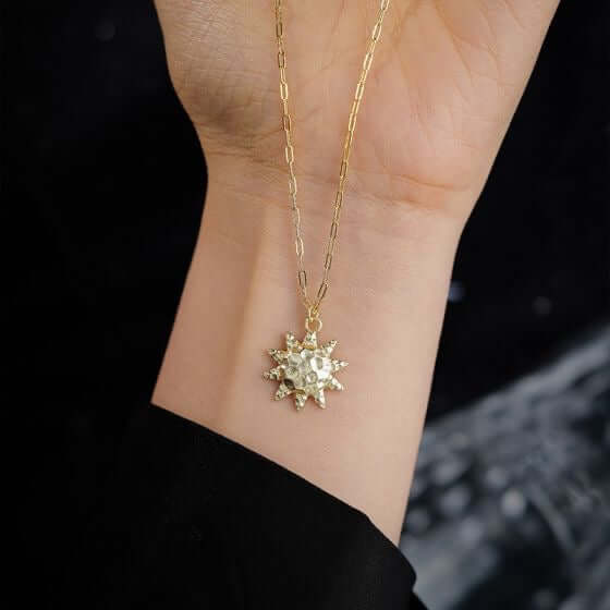 Jamie – Sterling Silver & Gold Vermeil Hammered Moon and Sun Pendant Necklace | Bibie™