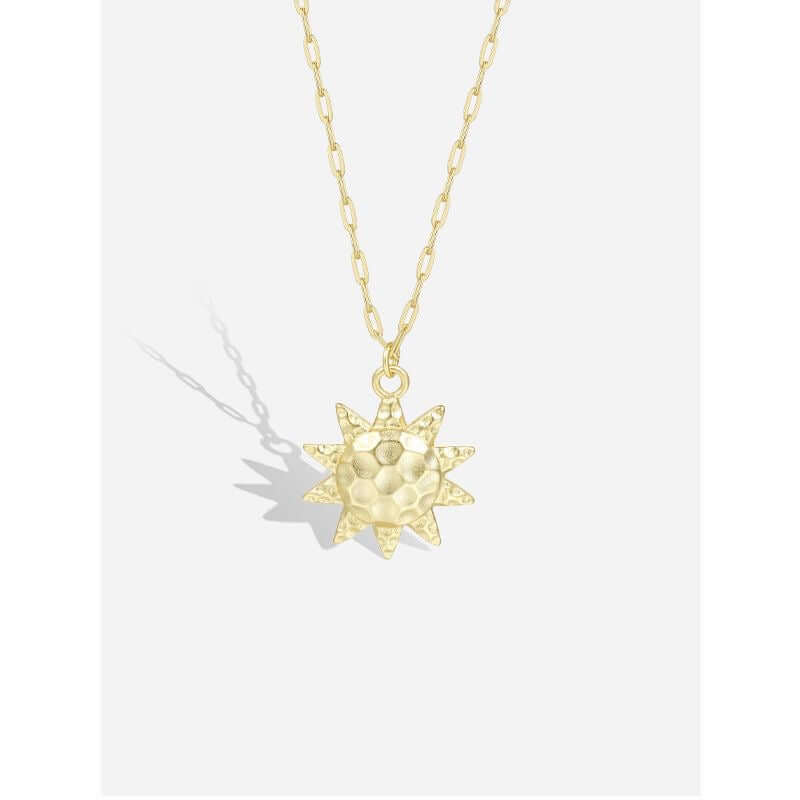 Jamie – Sterling Silver & Gold Vermeil Hammered Moon and Sun Pendant Necklace | Bibie™