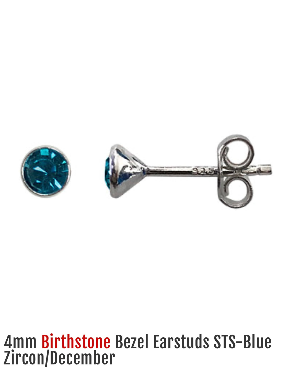 Sterling Silver Blue Zircon Stud Earrings