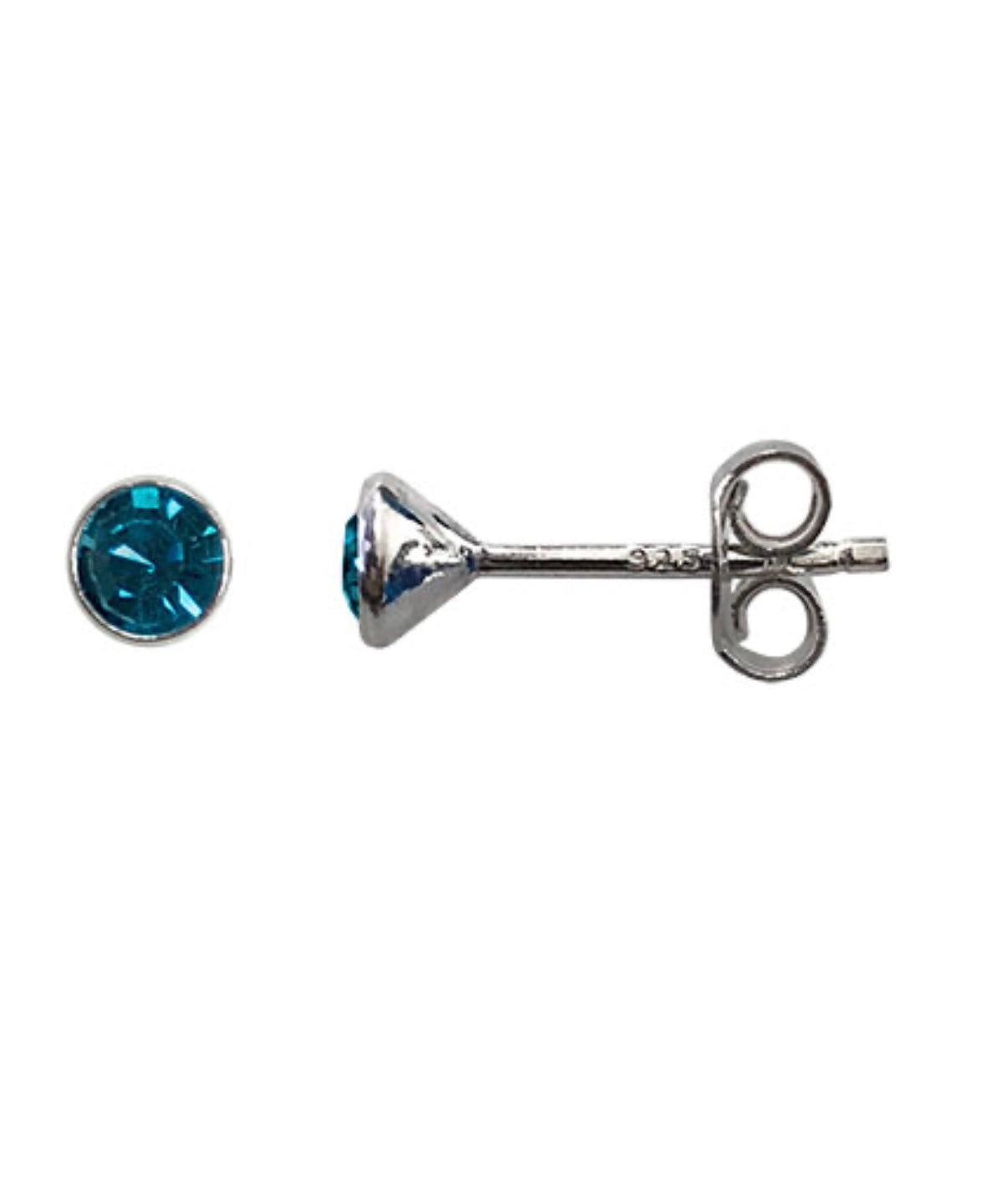 Sterling Silver Blue Zircon Stud Earrings