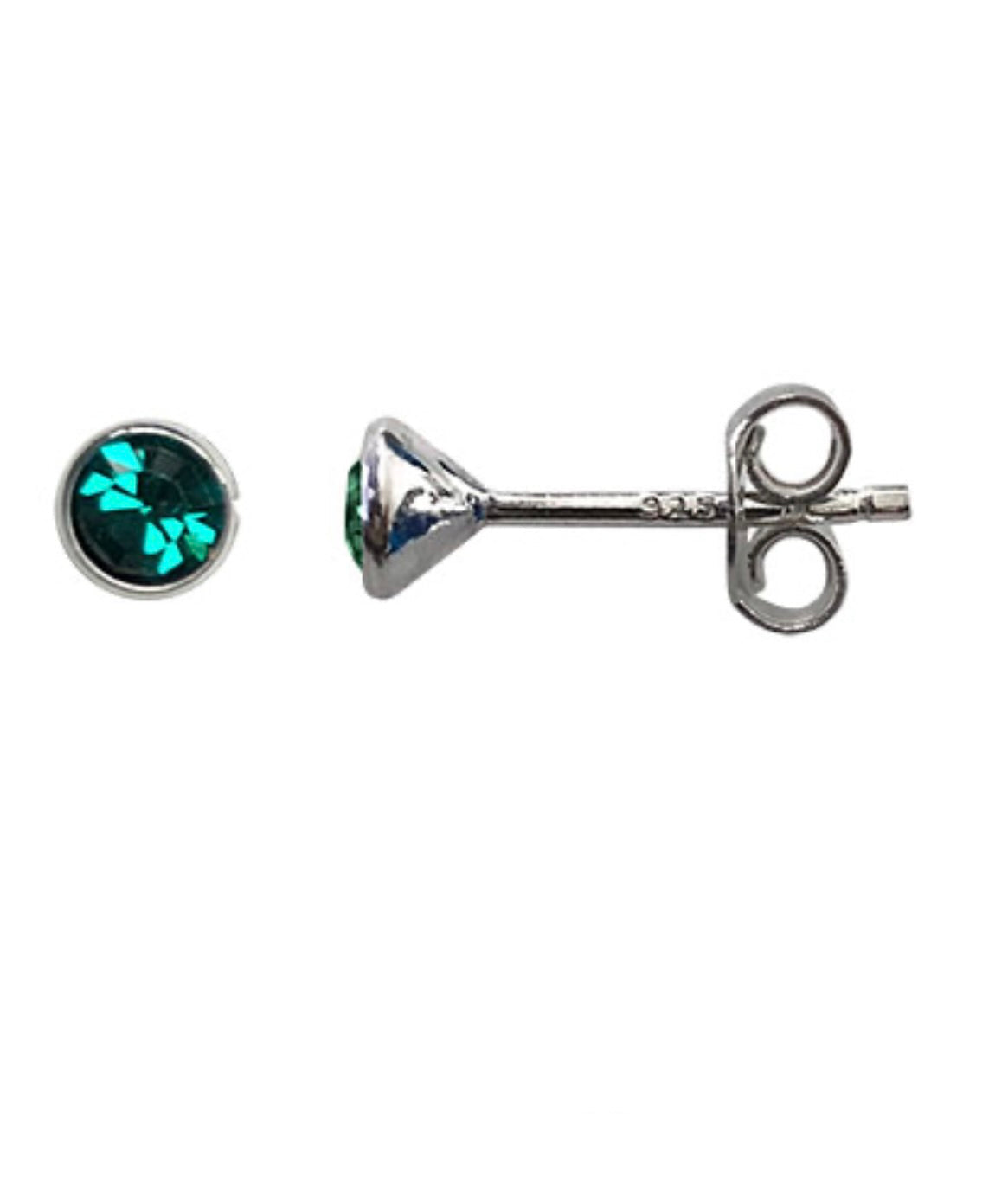Sterling Silver Emerald Stud Earrings