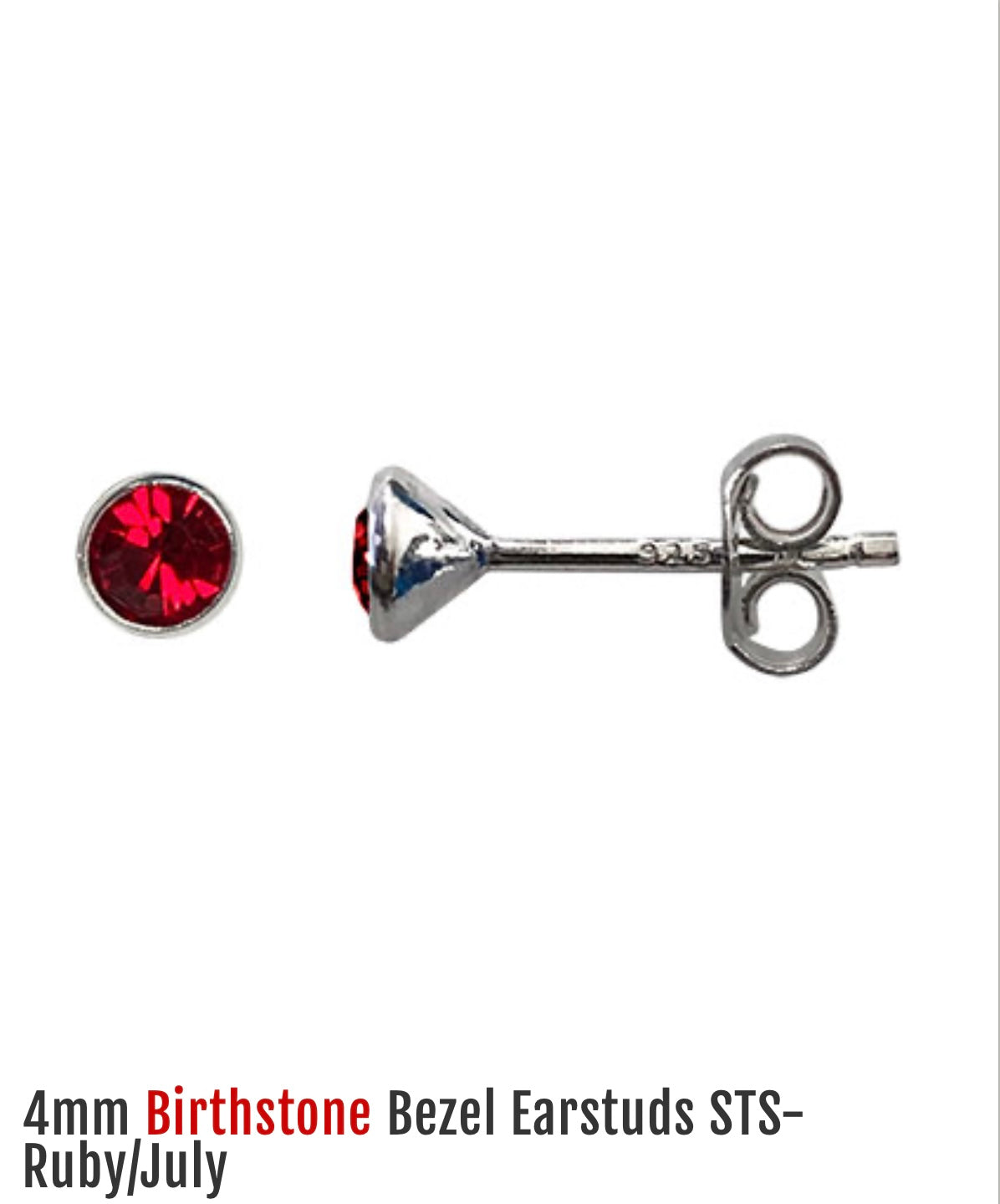 Sterling Silver Ruby Stud Earrings