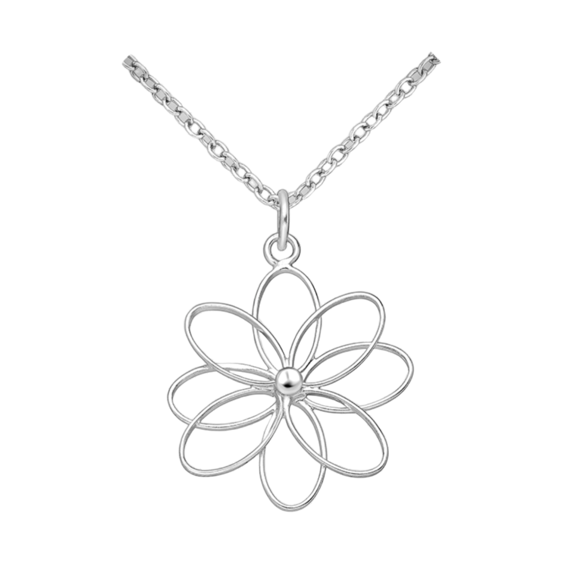 Sterling Silver Daisy Flower Pendant Necklace for Women
