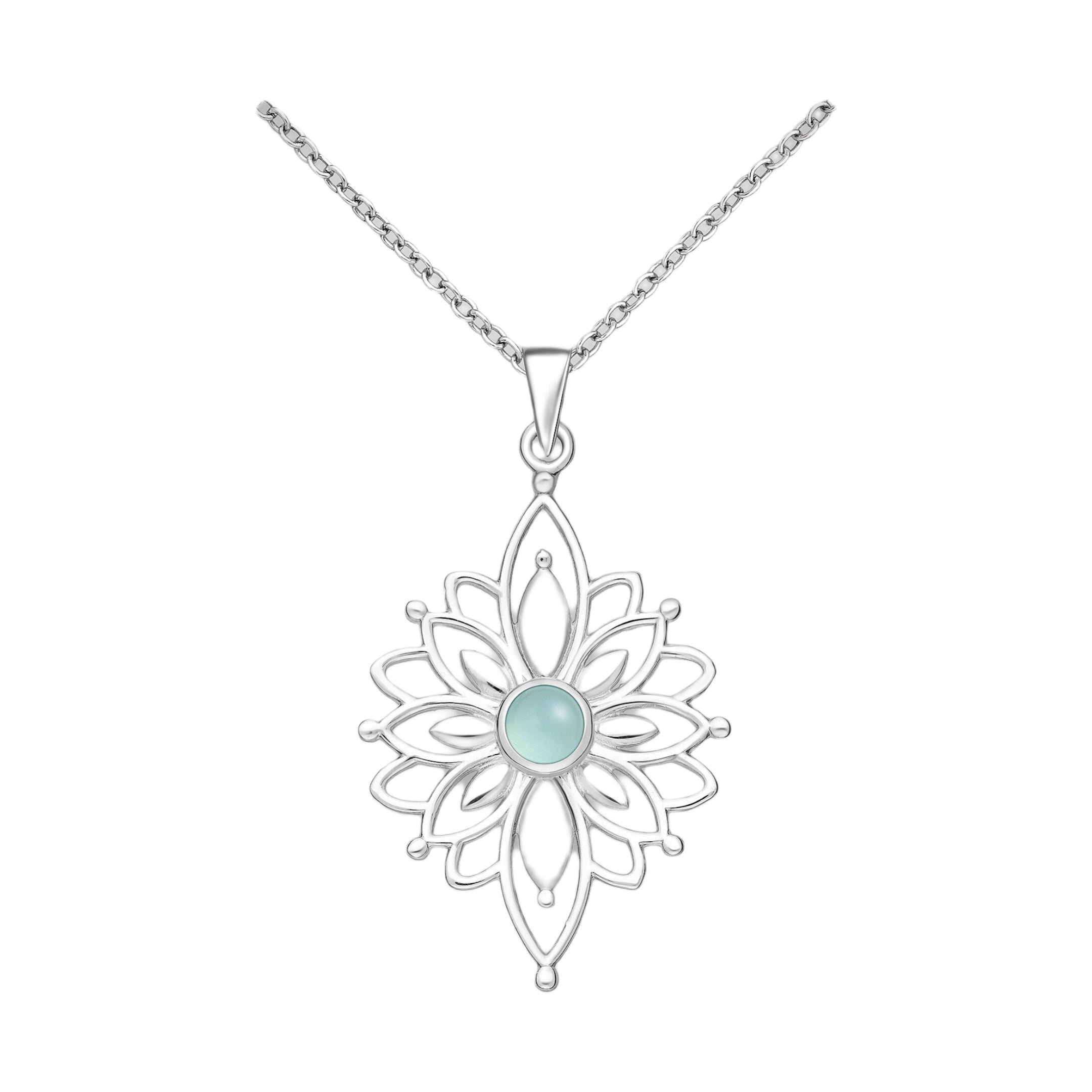 Sterling Silver Natural Stone Pendant Necklace – Elegant Jewelry