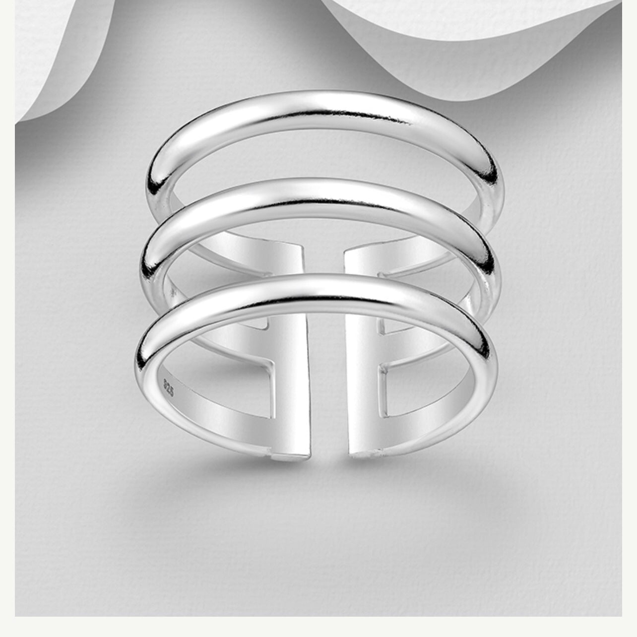 Isabelle – Bibie™ Sterling Silver Adjustable Tiered Statement Ring