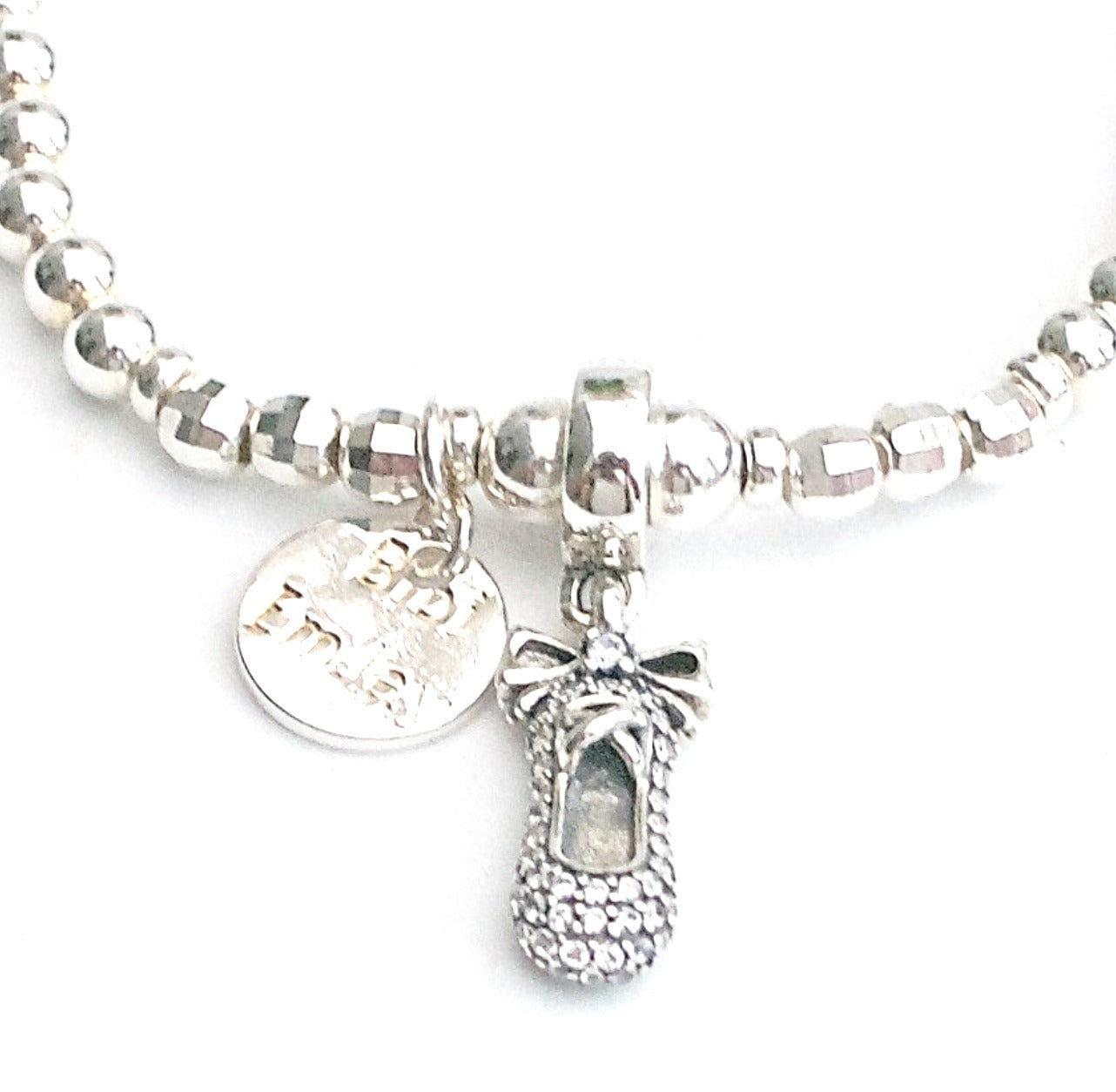 Loita – Bibie™ Sterling Silver Child’s Bracelet with Crystal Ballet Shoe Charm
