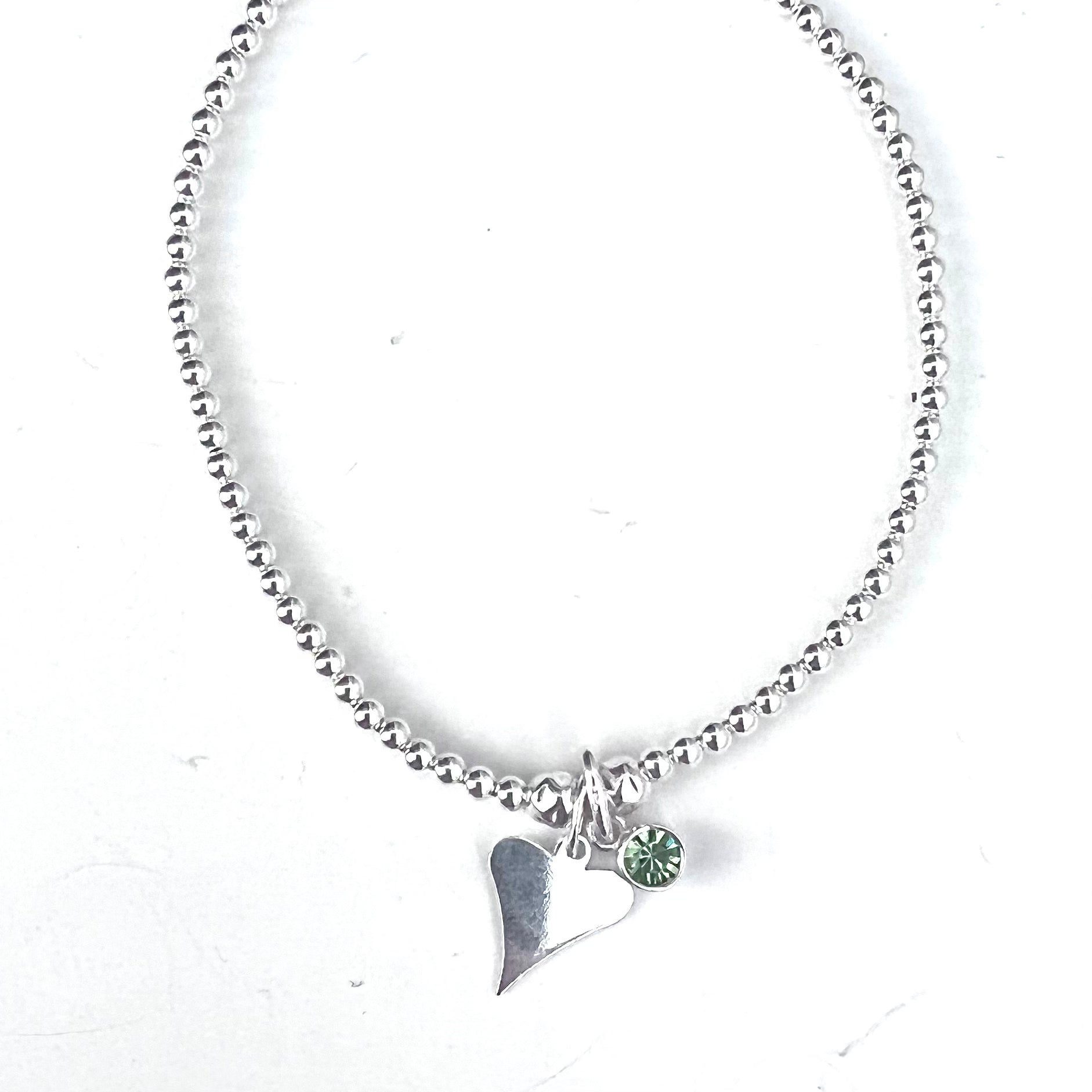 Silver Stretch Stacking Bracelet with Peridot Birthstone Charm